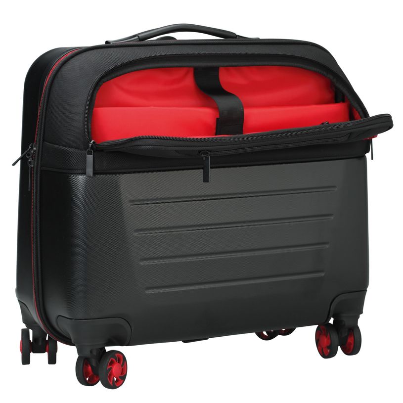 3173740252033-Trolley à 4 roulettes coque ABS SIGN coloris noir & rouge --4