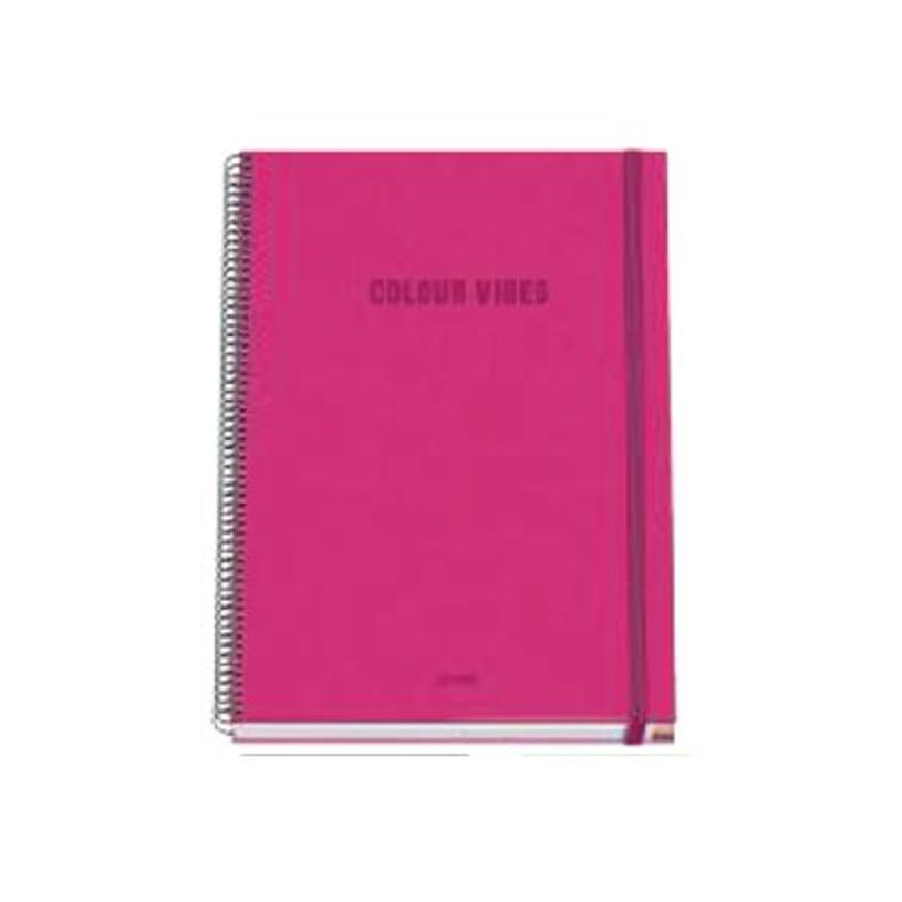8421938518832-Dohe Color Vibes - Cahier de notes - reliure à spirale - A4 (210 x 297 mm) - 100 feuilles / 200 pages - petits carreaux - rose - carton -P_405247109_1-0