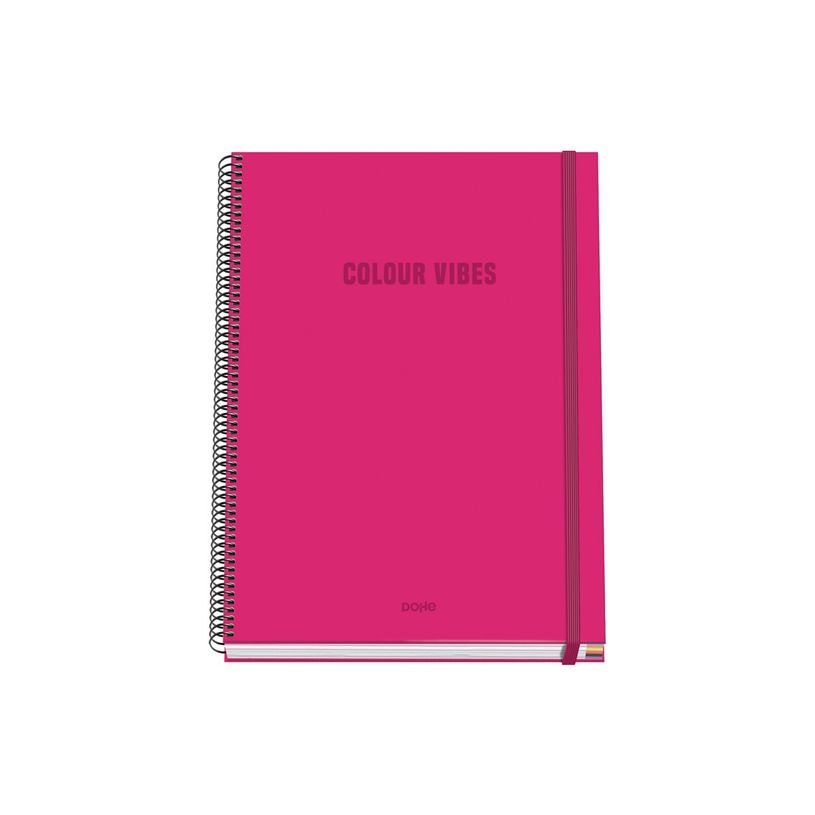 8421938518832-Dohe Color Vibes - Cahier de notes - reliure à spirale - A4 (210 x 297 mm) - 100 feuilles / 200 pages - petits carreaux - rose - carton -P_405247109_2-1