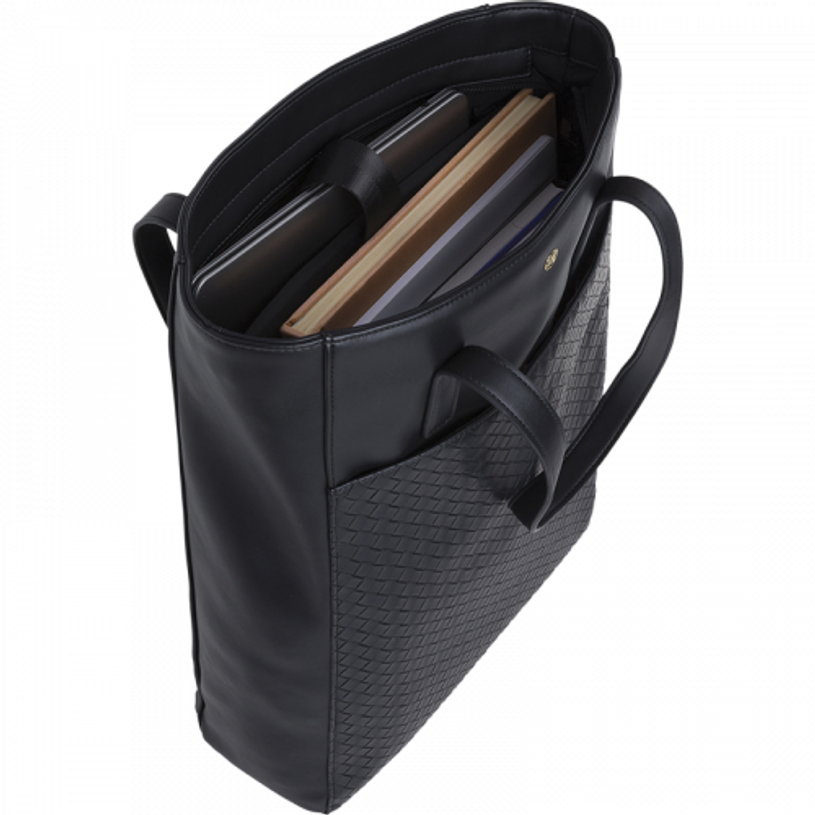 3664447203850-Oberthur Lisbonne - Sac Cabas Noir – Grand Sac à Main Femme pour Ordinateur 15,6'' – Élégant Effet Tressé et Lisse, M-P_405247215_2-1