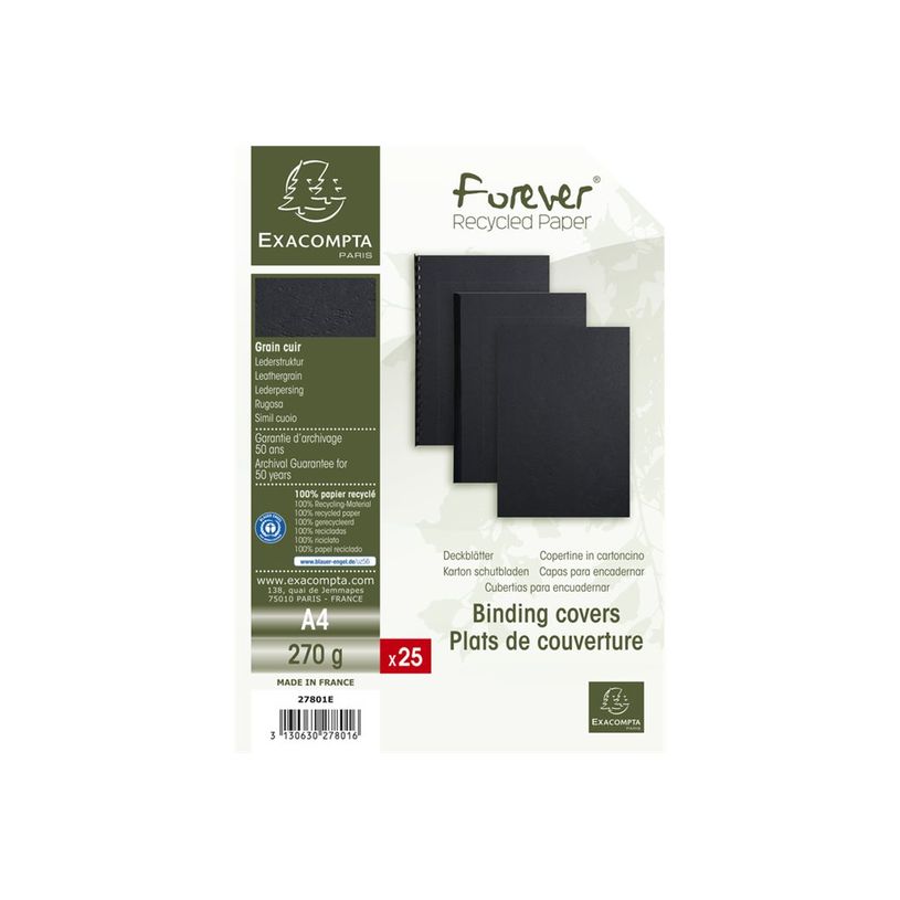 3130630278016-Exacompta Forever - Carton recyclé - A4 (210 x 297 mm) - noir - 270 g/m² - 25 unités co-P_405247222_1-2