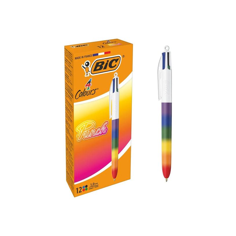 3086123776319-BIC 4 Couleurs -Corps effet Soft Touch, Décor arc en ciel couleurs vives -Stylos-Bille Po-P_405247295_2-1