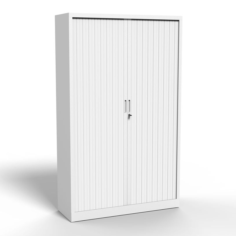 3700339995875-Armoire haute à rideaux - L120 x H198 x P43 cm - corps blanc/rideau blanc-P_405247665_2-1
