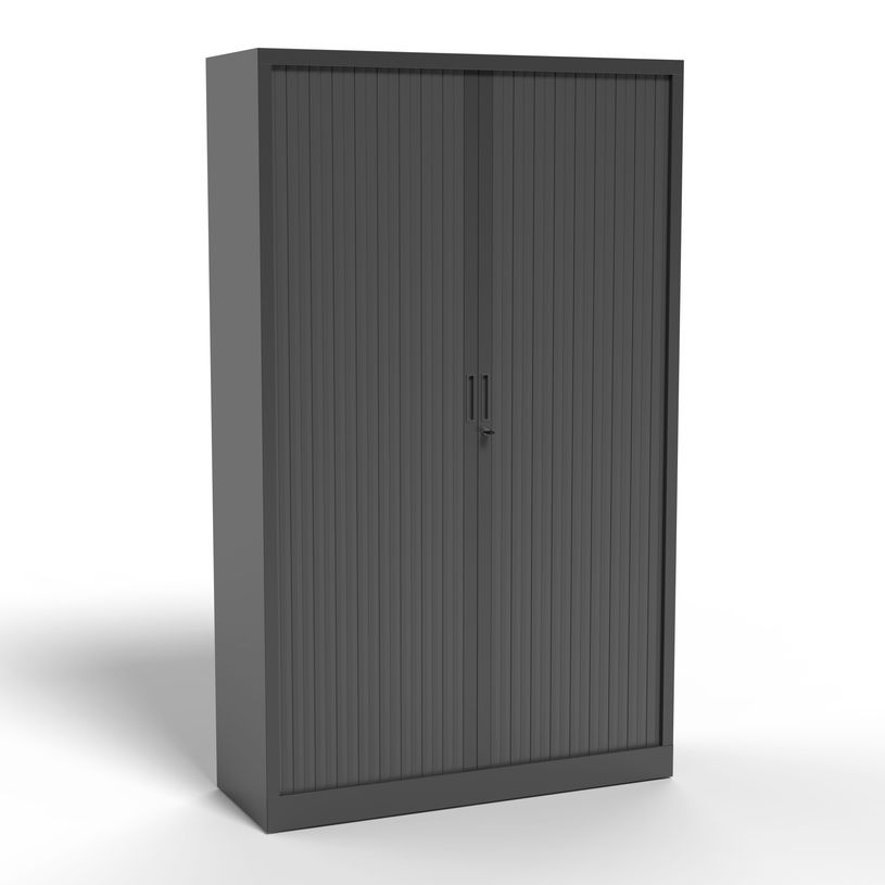 3700339995844-Armoire haute à rideaux - L120 x H198 x P43 cm - corps anthracite/rideau anthracite-P_405247667_1-0