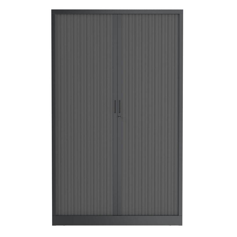 3700339995844-Armoire haute à rideaux - L120 x H198 x P43 cm - corps anthracite/rideau anthracite-P_405247667_2-1