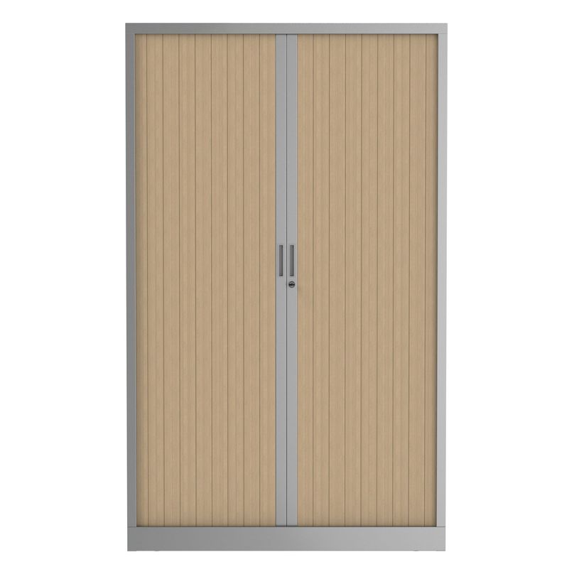 3700339995936-Armoire haute à rideaux - L120 x H198 x P43 cm - corps alu/rideau chêne-P_405247671_1-0