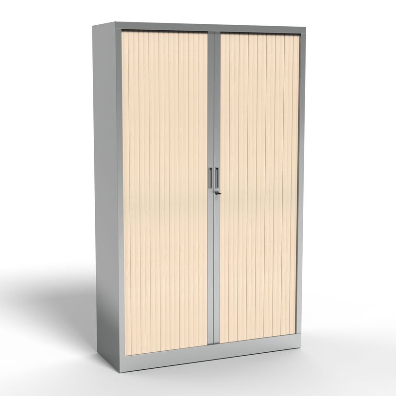 3700339995929-Armoire haute à rideaux - L120 x H198 x P43 cm - corps alu/rideau érable-P_405247672_1-0