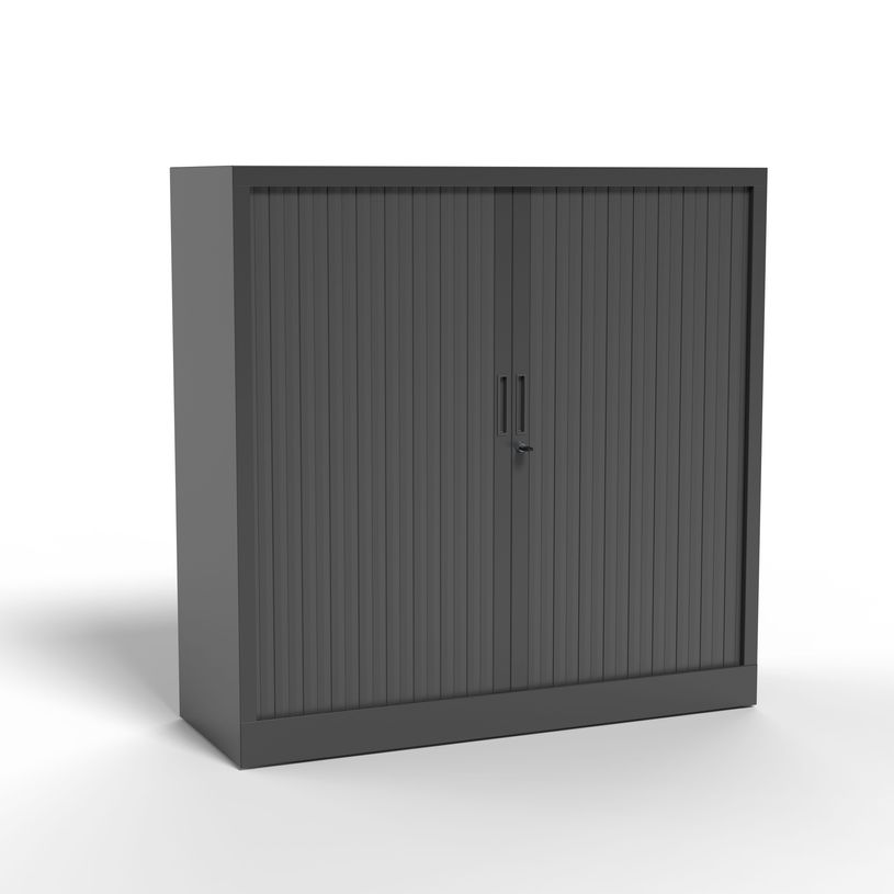 3700339995943-Armoire mi-haute à rideau - L120 x H105 x P43 cm - corps anthracite/rideau anthracite-P_405247677_1-0