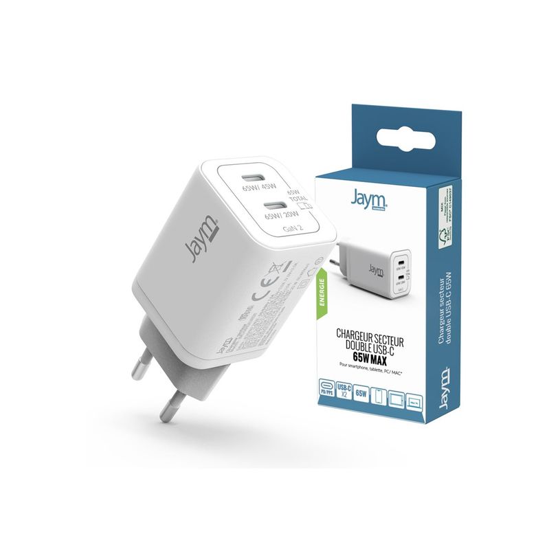 3701263531221-JAYM - Adaptateur secteur - 65 W - 2 connecteurs de sortie USB-C - blanc-P_405247687_7-5
