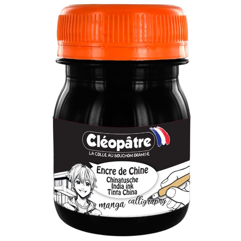 3134725025714-Cléopâtre Chinese Ink - Encre - pour carton - noir - opaque - encre indienne - 45 ml--0
