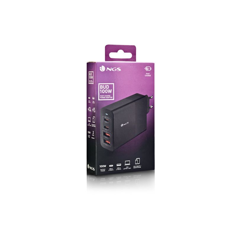8435430624694-NGS - Chargeur secteur - 100 Watt - 2 x USB-C + 2 x USB - noir-P_405248138_2-2