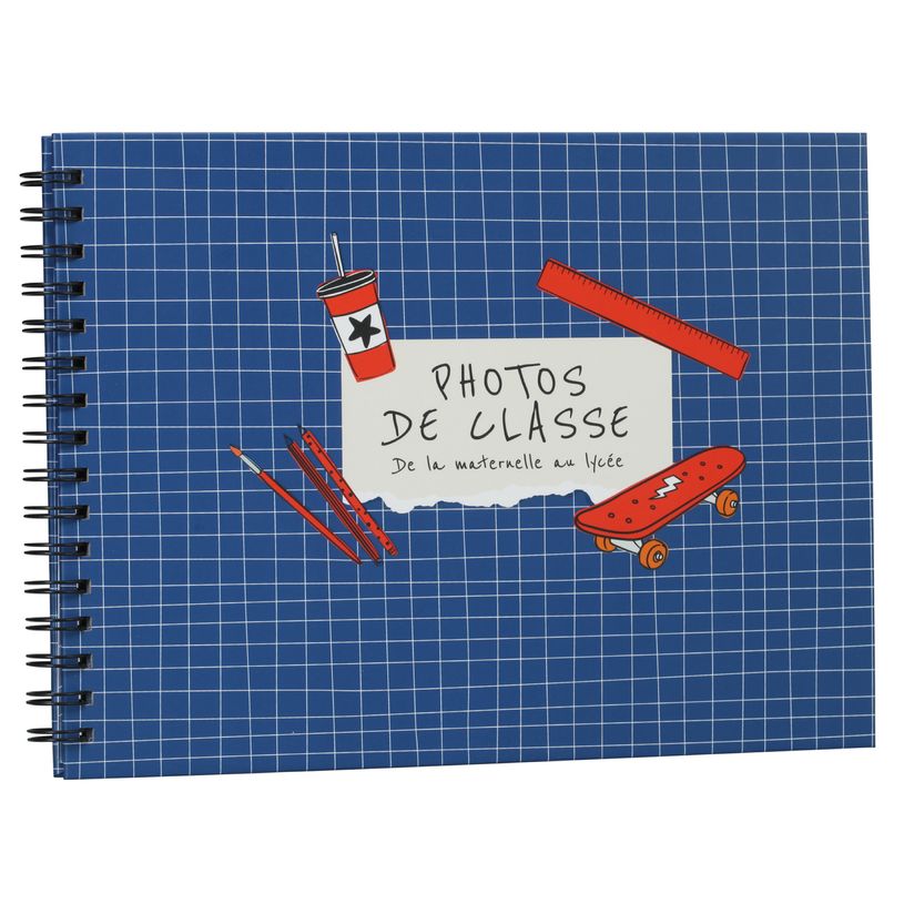 3173744254354-Album photos à spirales ERICA "Mes Photos de classe" pour 40 photos 22 x 29,5 cm coloris bleu--0