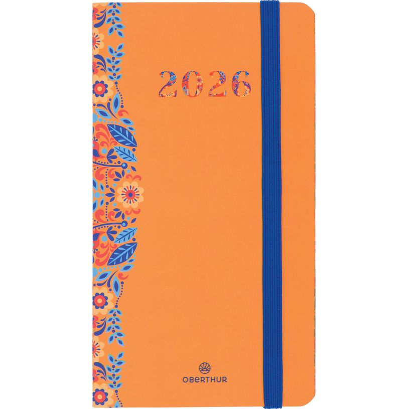 3664447211718-Agenda Merida - 1 semaine sur 2 pages - 9,5 x 17,5 cm - orange - Oberthur--0
