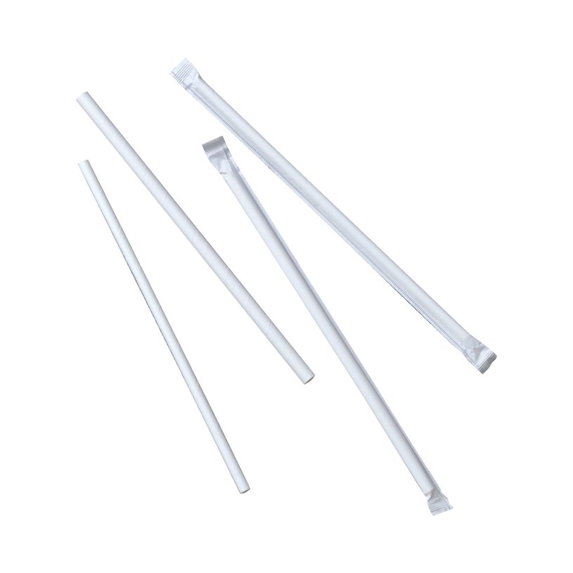 3434030025400-500 pailles carton blanc - D66 x 197 mm - emballées individuellement--0