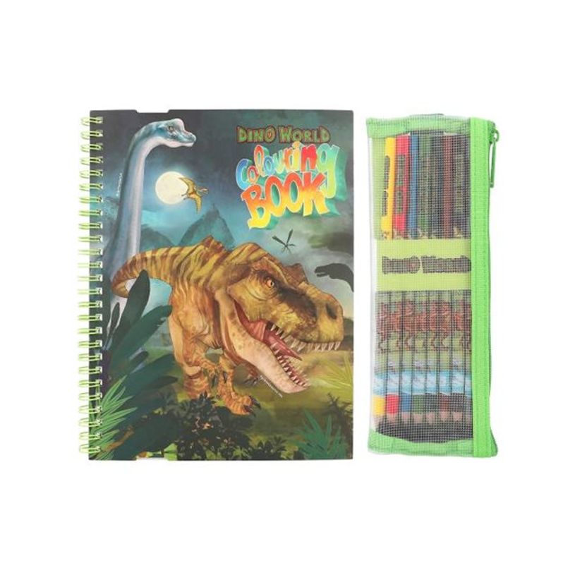 4010070665791-Dino World - livre à colorier (relié par spirale) - avec coloured pencils-P_405249043_3-4