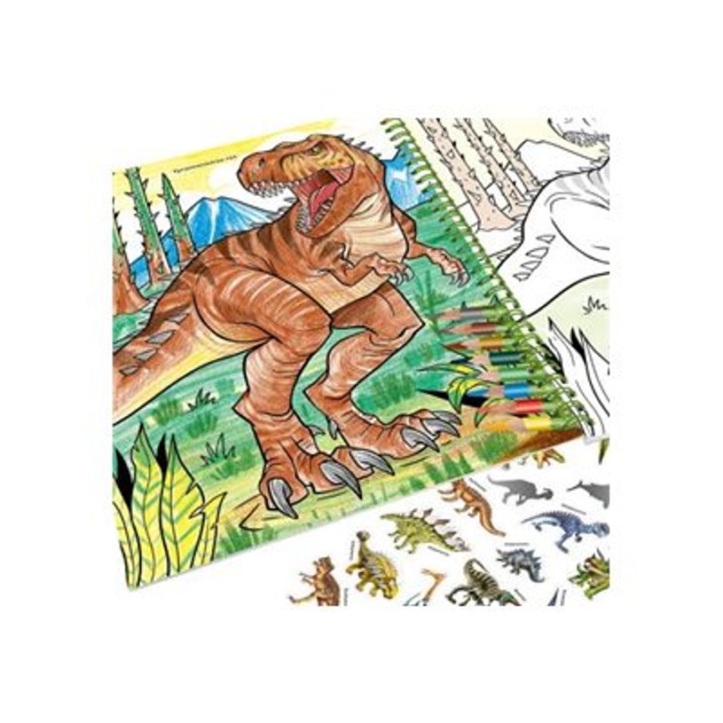 4010070665791-Dino World - livre à colorier (relié par spirale) - avec coloured pencils-P_405249043_5-2