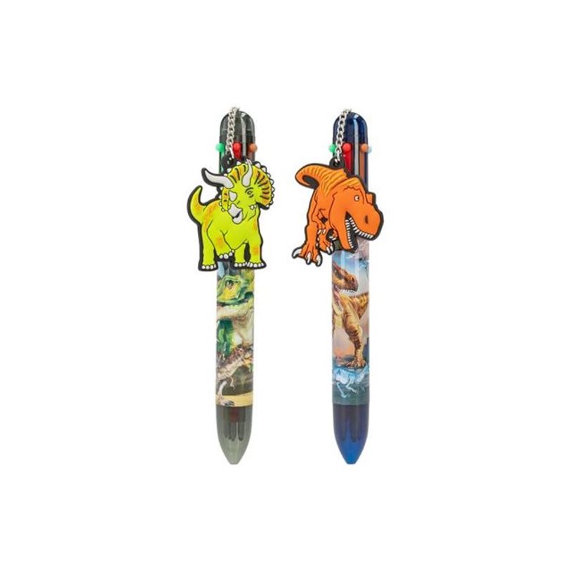 4010070669454-Depesche Vertrieb Dino World Collection - 6 crayons à bille de couleur - disponible en différents designs - orange, vert, rouge, brun, bleu, n-P_405249050_2-3