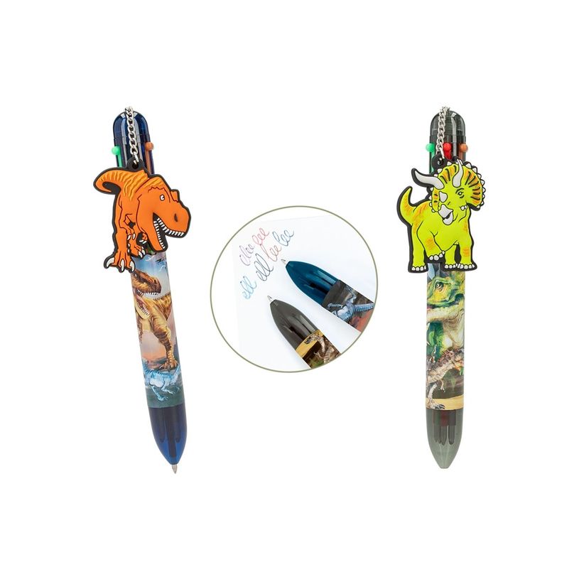 4010070669454-Depesche Vertrieb Dino World Collection - 6 crayons à bille de couleur - disponible en différents designs - orange, vert, rouge, brun, bleu, n-P_405249050_3-1