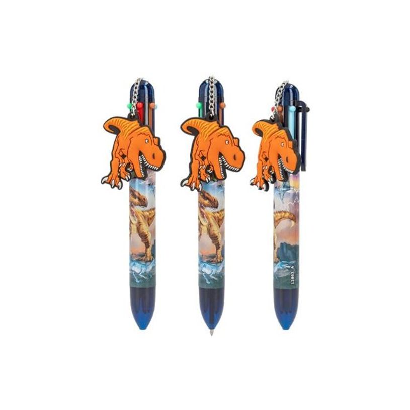 4010070669454-Depesche Vertrieb Dino World Collection - 6 crayons à bille de couleur - disponible en différents designs - orange, vert, rouge, brun, bleu, n-P_405249050_4-4
