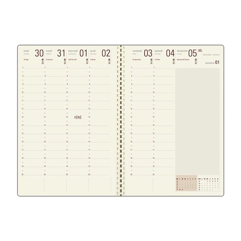 3664447207438-Oberthur Kent - Agenda - semainier - reliure peigne -  160 x 240 mm - papier ivoire - couv-P_405249693_1-2