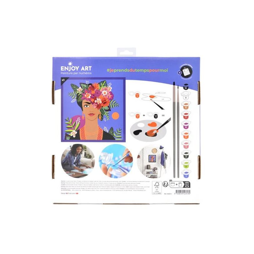 3700010423130-Enjoy Art Flower Power - Peinture par numéro - Frida - 30 x 30 cm-P_405249704_1-3