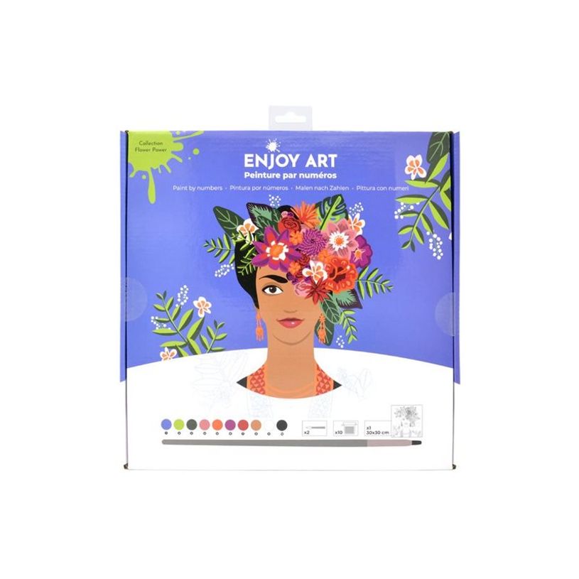 3700010423130-Enjoy Art Flower Power - Peinture par numéro - Frida - 30 x 30 cm-P_405249704_2-2
