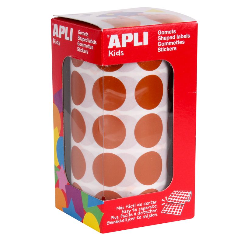 8410782114918-APLI kids - Jeu d'adhésifs de décoration - rond - 20 cm de diamètre - 59 feuilles - brun--0