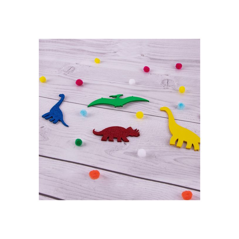 8410782189725-APLI kids - Jeu d'adhésifs de décoration - 40 pièces - dinosaures - jaune, bleu paillette, orange, rouge à paillettes, -P_405250438_1-2