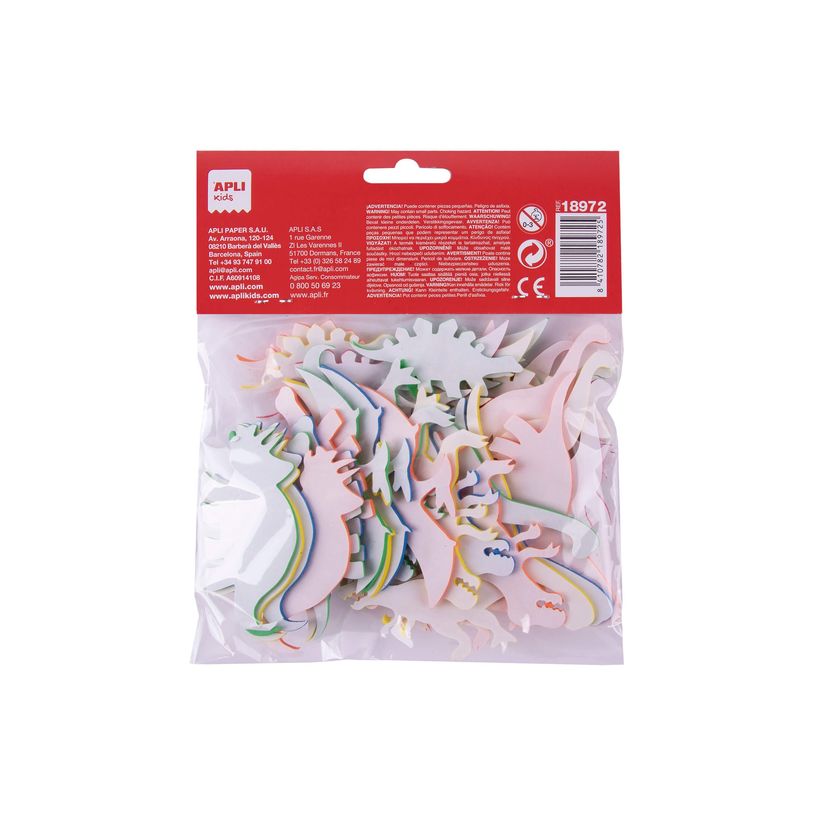 8410782189725-APLI kids - Jeu d'adhésifs de décoration - 40 pièces - dinosaures - jaune, bleu paillette, orange, rouge à paillettes, -P_405250438_2-0