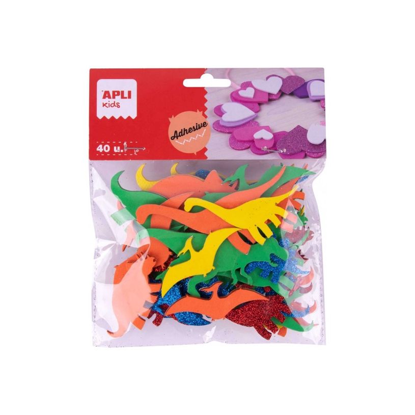 8410782189725-APLI kids - Jeu d'adhésifs de décoration - 40 pièces - dinosaures - jaune, bleu paillette, orange, rouge à paillettes, -P_405250438_3-1