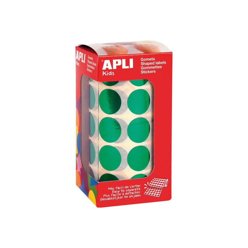 8410782120506-APLI kids - Adhésif décoratif - 1770 pièces - rond - 20 mm diameter - 59 feuilles - vert m