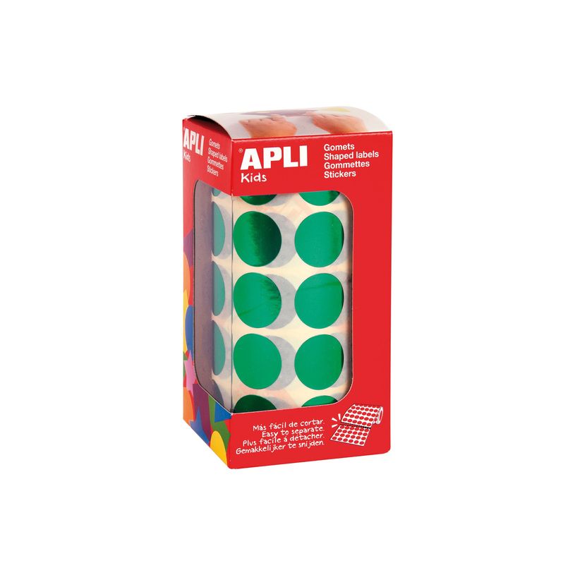 8410782120506-APLI kids - Adhésif décoratif - 1770 pièces - rond - 20 mm diameter - 59 feuilles - vert m