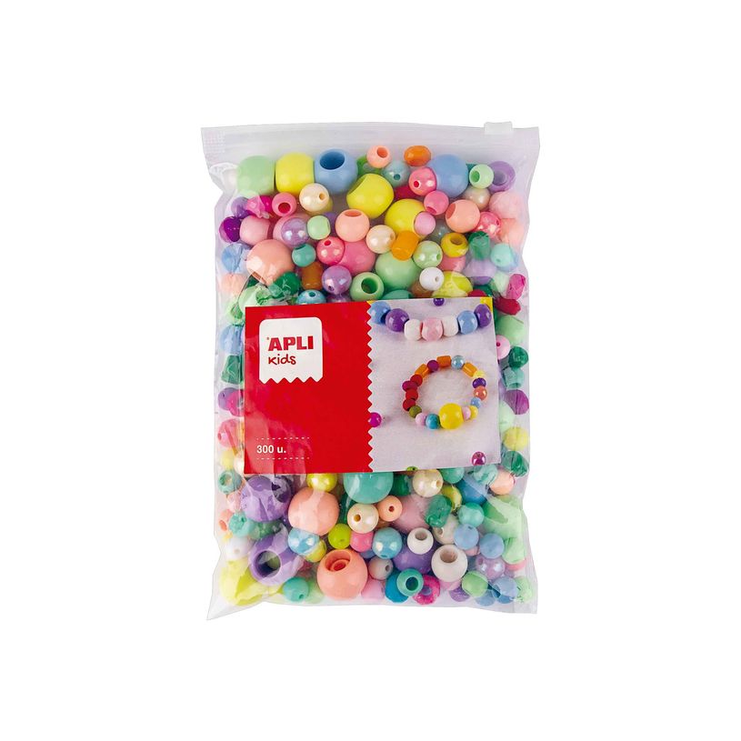 8410782195863-APLI kids - Ensemble de perles artisanales - 300 pièces - Maxi - 10 / 25 mm - plastique-P_405250445_1-0