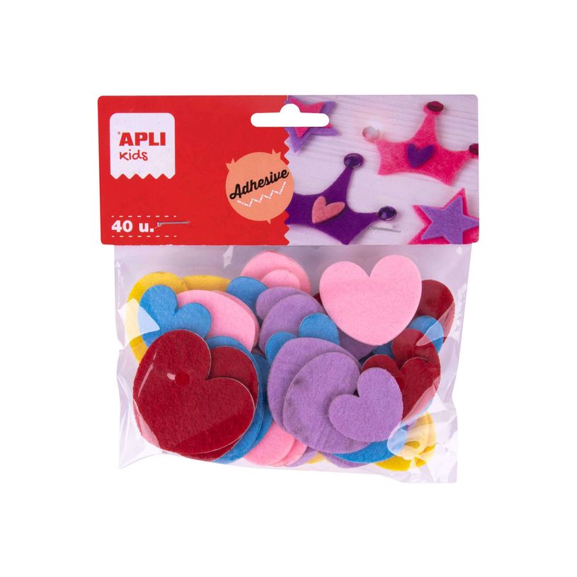 8410782189695-APLI kids - Jeu d'adhésifs de décoration - 40 pièces - cœurs - 30/40/50 mm - jaune, bleu ciel, mauve, roug-P_405250456_1-0