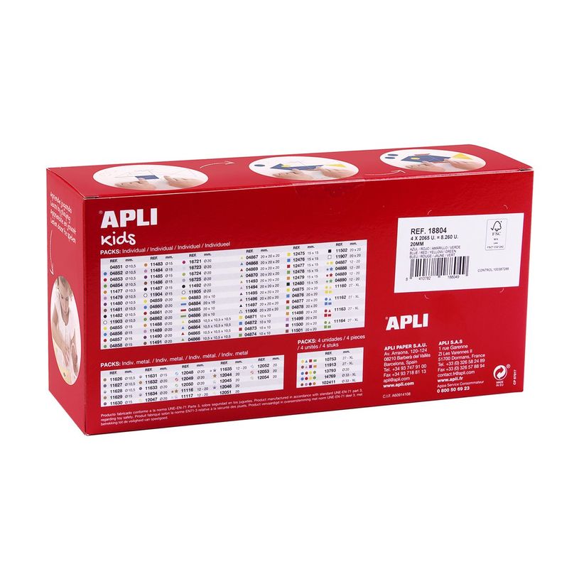 8410782188049-APLI kids - Rouleau adhésif - 8260 pièces - 59 feuilles - jaune, bleu, rouge, vert - per-P_405250769_1-2