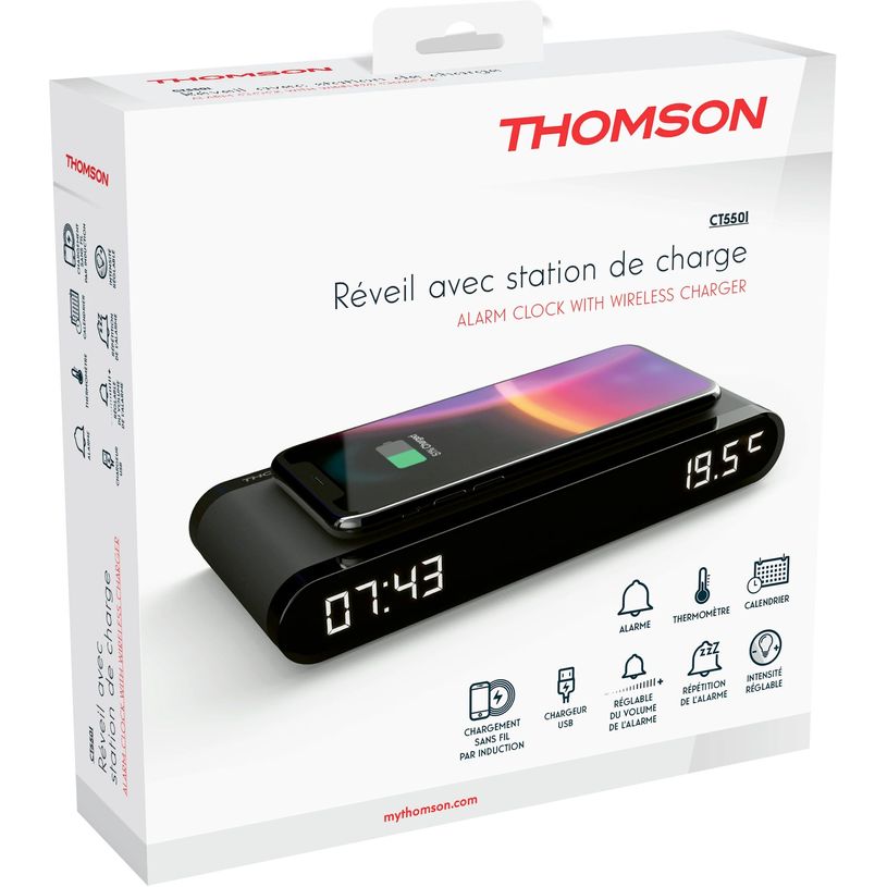 3499550388480-Thomson - Réveil avec chargeur induction – 15 W - USB-C - noir--6