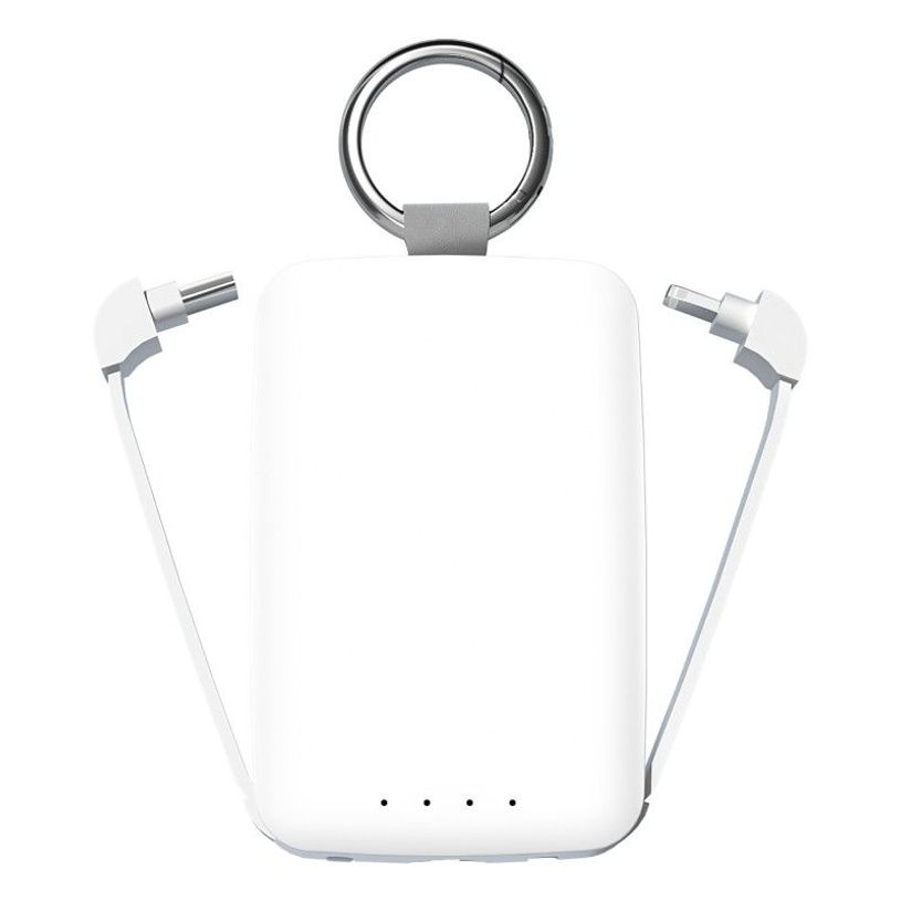 3701263529938-Jaym - Powerbank / batterie de secours rechargeable - porte clé - 4000 mAh  - blanc--0