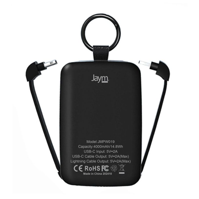3701263529945-Jaym - Powerbank / batterie de secours rechargeable - porte clé - 4000 mAh  - noire--2