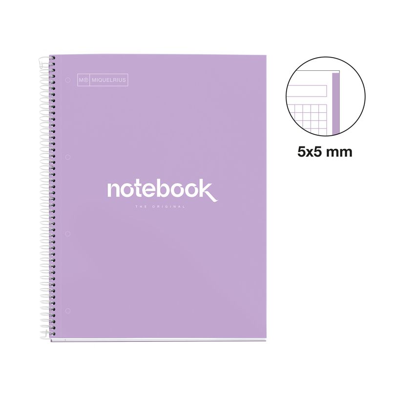 8422593466759-Miquelrius Notebook Emotions - Cahier à spirale - A5 - 80 feuilles - petits carreaux (5x5 mm) - lavand--1