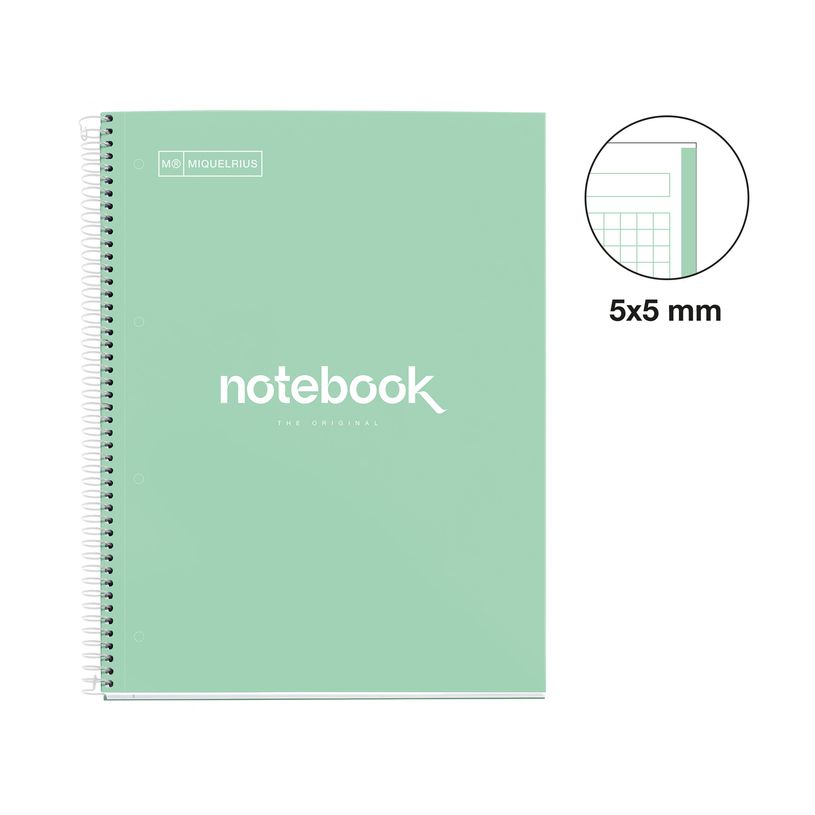 8422593466742-Miquelrius Notebook Emotions - Cahier à spirale - A5 - 80 feuilles - petits carreaux (5x5 mm) - menthe--1