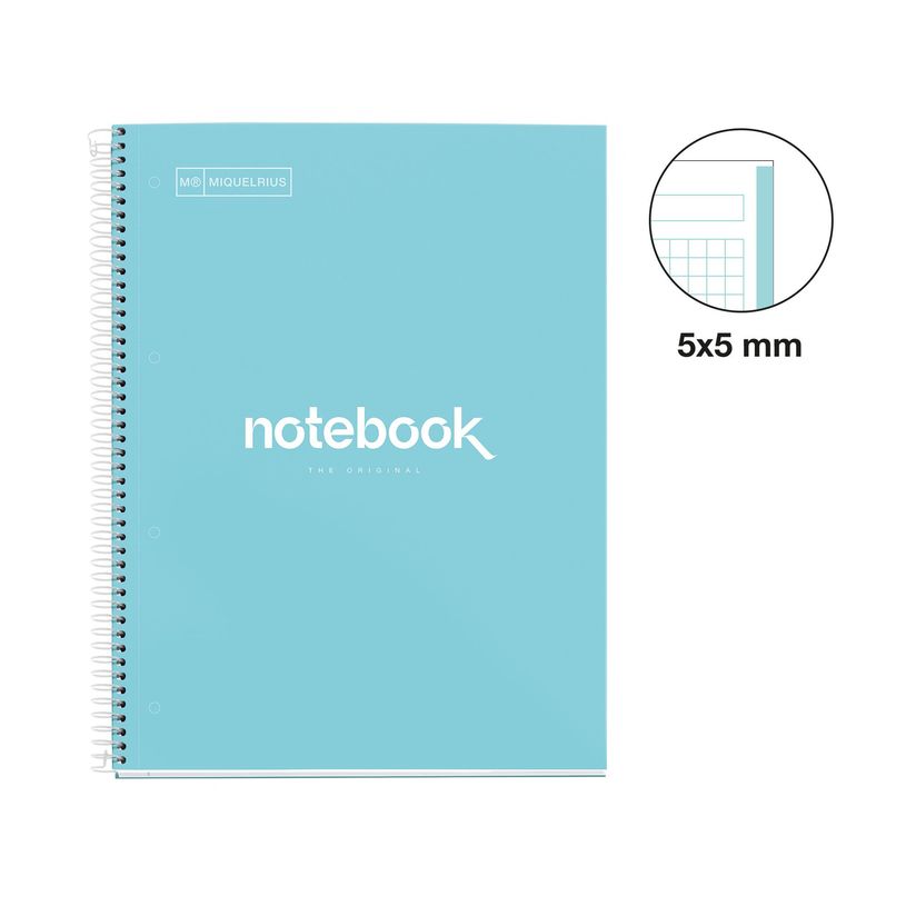 8422593466735-Miquelrius Notebook Emotions - Cahier à spirale - A5 - 80 feuilles - petits carreaux (5x5 mm) - bleu c--1