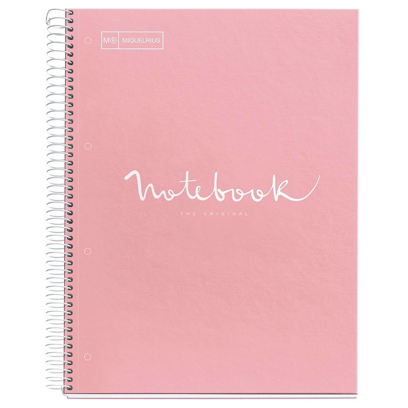 8422593466766-Miquelrius Notebook Emotions - Cahier à spirale - A5 - 80 feuilles - petits carreaux (5x5 mm) - rose--0