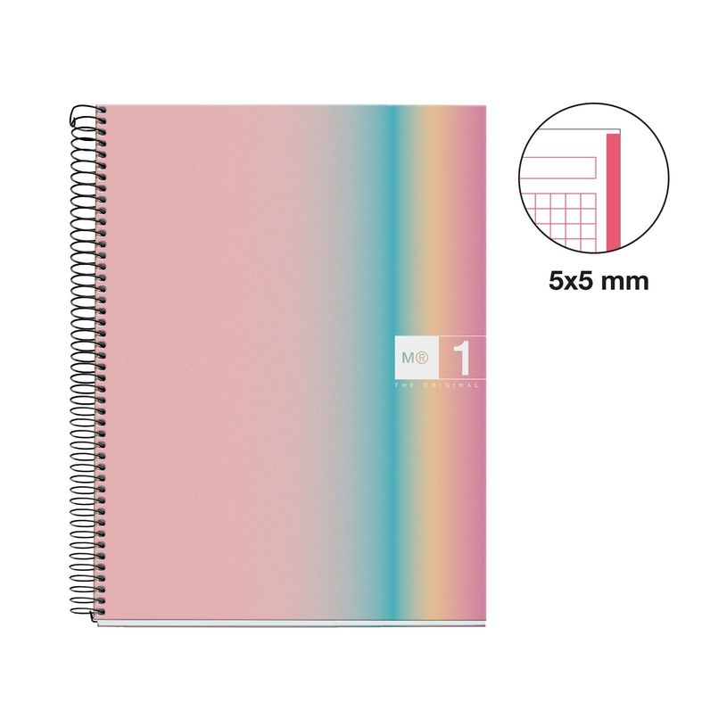 8422593040652-Miquelrius Notebook design Aurora - Cahier à spirale - A5 - 80 feuilles - petits carreaux (5x5 mm) - w--0