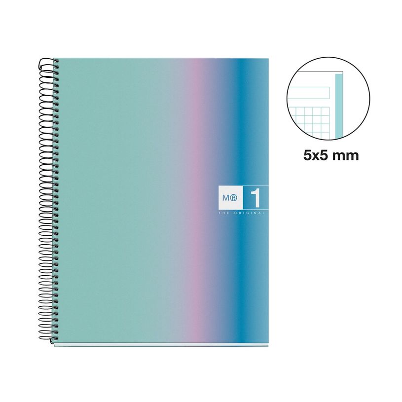 8422593040669-Miquelrius Notebook design Aurora - Cahier à spirale - A5 - 80 feuilles - petits carreaux (5x5 mm) - s--1