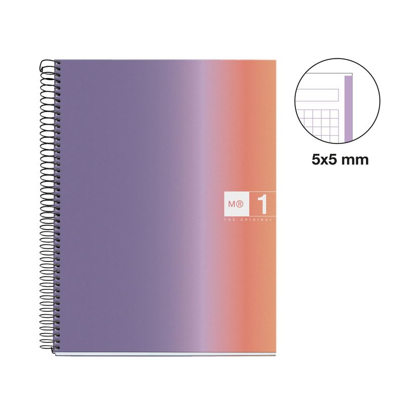 8422593040676-Miquelrius Notebook design Aurora - Cahier à spirale - A5 - 80 feuilles - petits carreaux (5x5 mm) - p--1