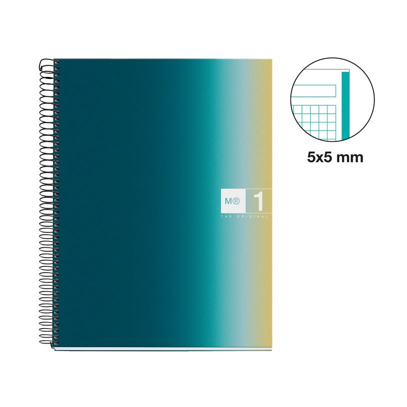 8422593040683-Miquelrius Notebook design Aurora - Cahier à spirale - A5 - 80 feuilles - petits carreaux (5x5 mm) - i--1