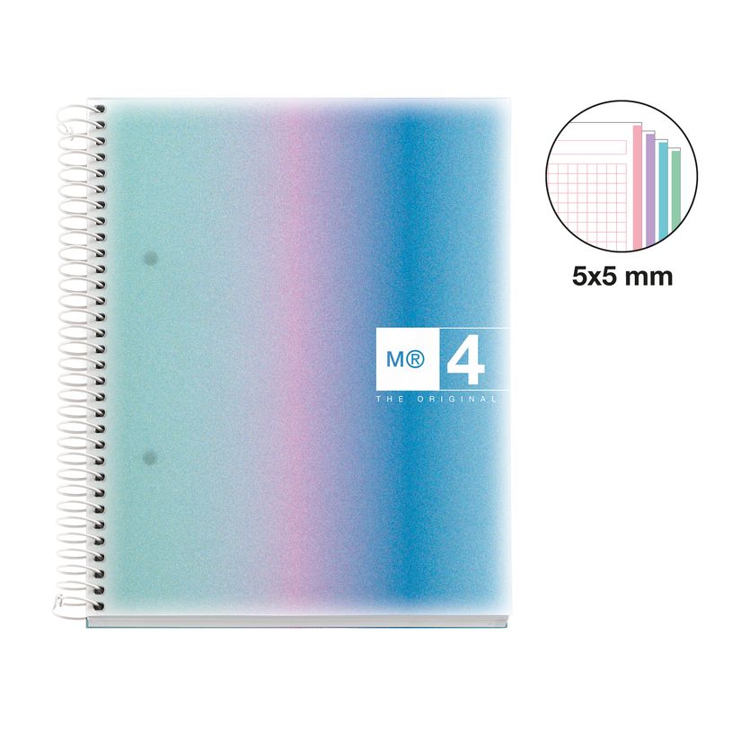 8422593040973-Miquelrius Notebook design Aurora - Cahier à spirale - A5 - 120 feuilles - petits carreaux (5x5 mm) - --1