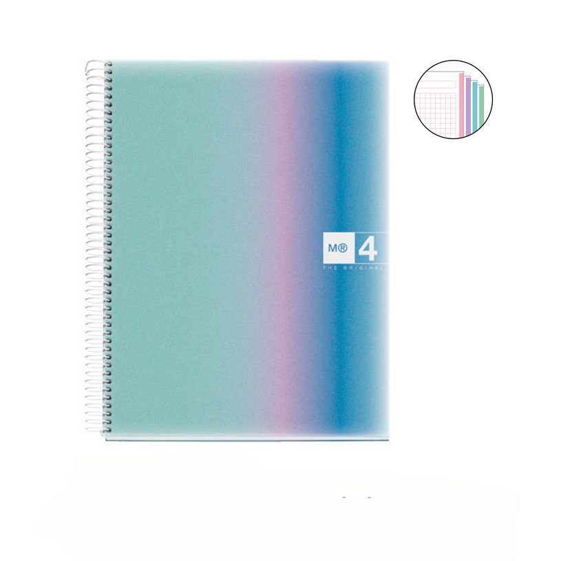 8422593042595-Miquelrius Notebook design Aurora - Cahier à spirale - A5 - 120 feuilles - ligné - santorini--1