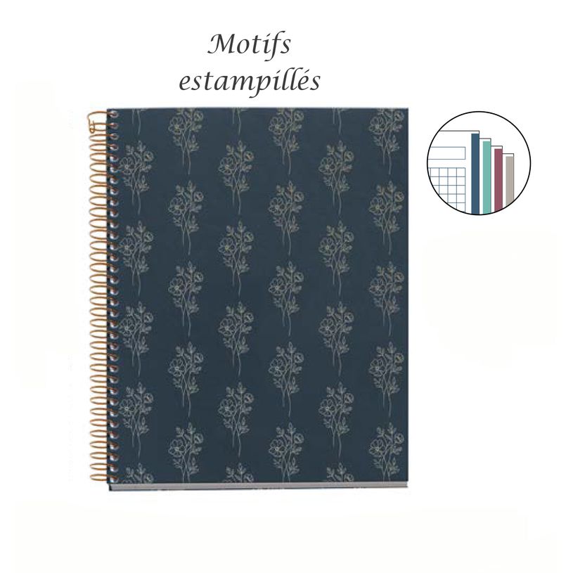 8422593040478-Miquelrius Notebook design Lifestyle - Cahier à spirale - A5 - 100 feuilles - petits carreaux (5x5 mm) - bouq--1