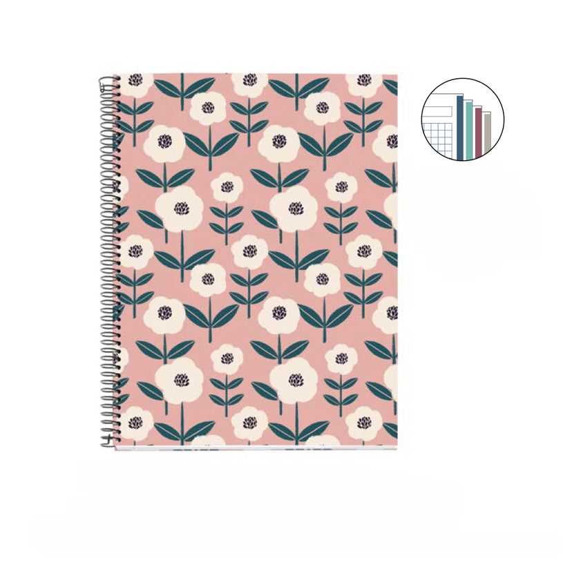 8422593040577-Miquelrius Notebook design Lifestyle - Cahier à spirale - A4 - 100 feuilles - petits carreaux (5x5 mm) - pi--1